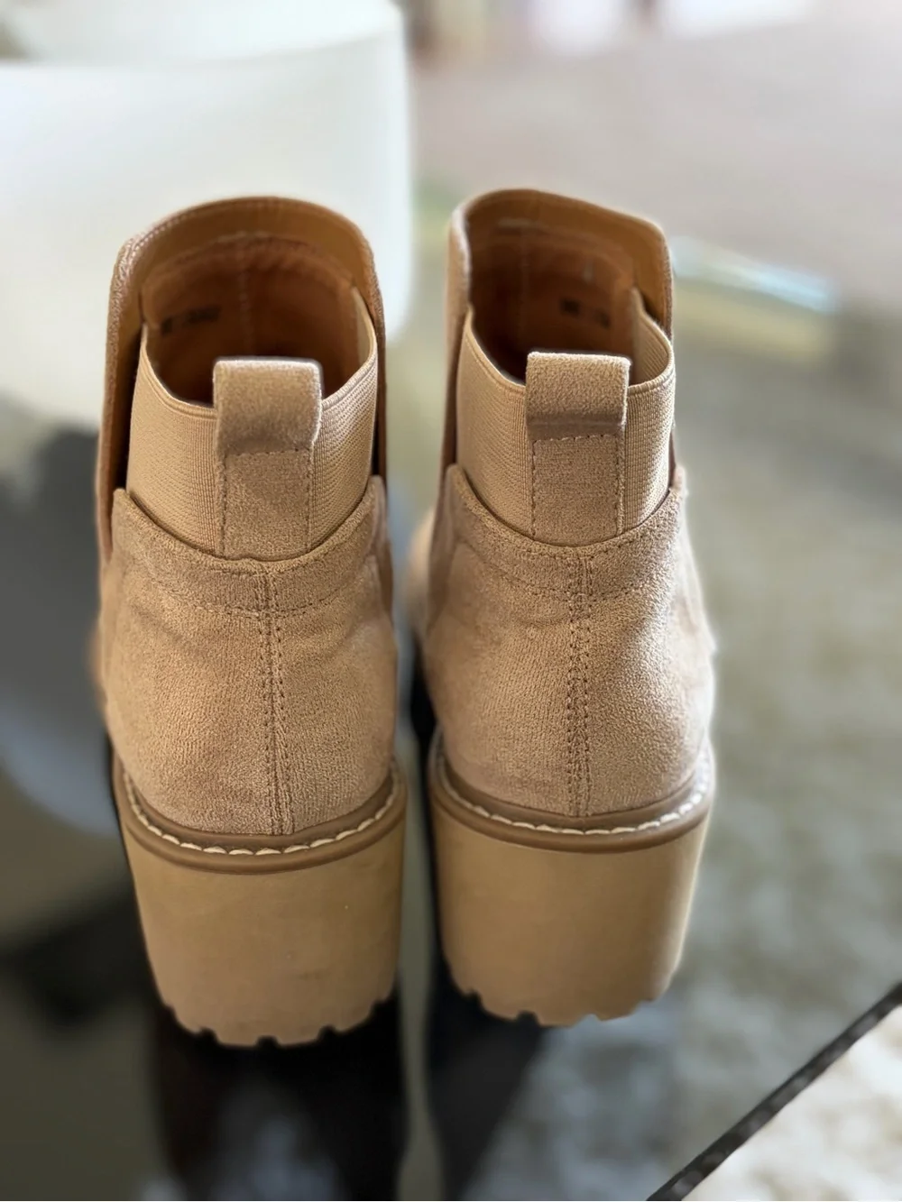 Dolce Vita Tan Suede Chelsea Booties with Lug Sole
